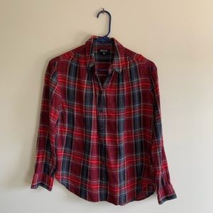 Madewell red tartan plaid button down shirt